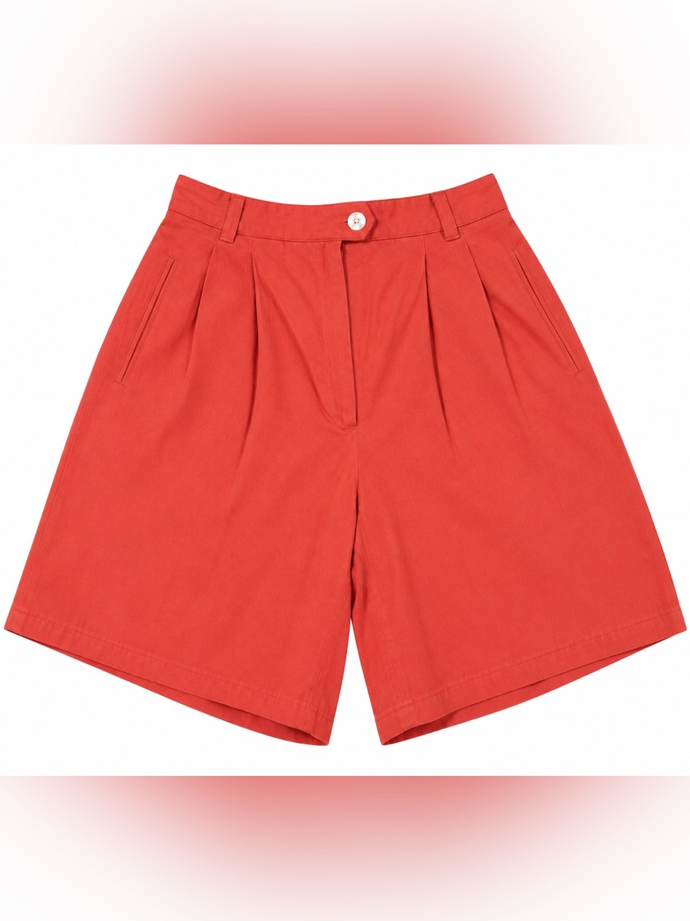 Vintage Breeches Coral Red Bermuda Shorts High Waist Wide Leg Size O